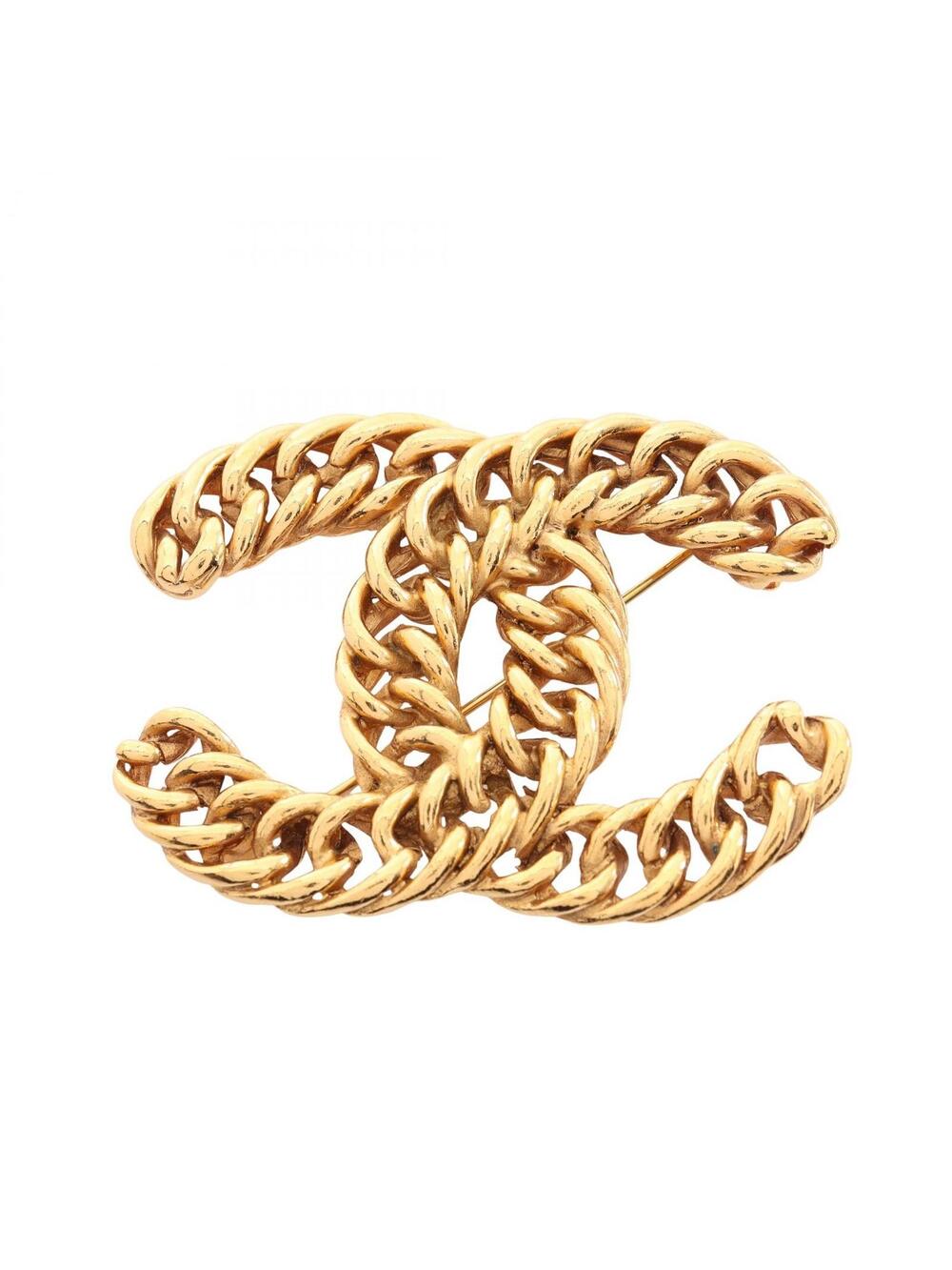 Chanel Coco Mark Chain Brooch Pin Gold #368756C85B
